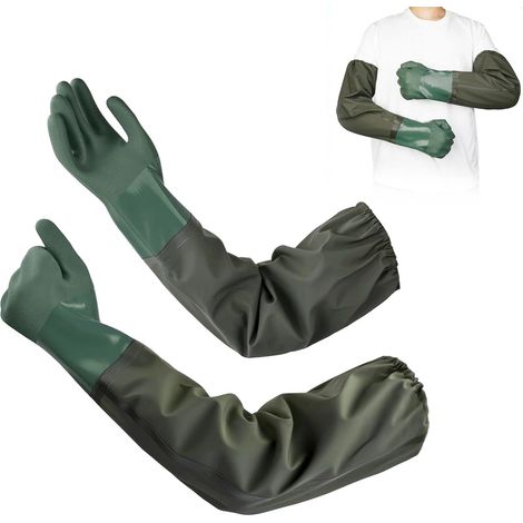 Paar Lange Gummihandschuhe (70 Cm), Geeignet Für Haushalt, Chemikalienschutz, Wasserdicht, Rutschfest, Für Teichreinigung, Industrie, Landwirtschaft, Fischerei Und Bauwesen