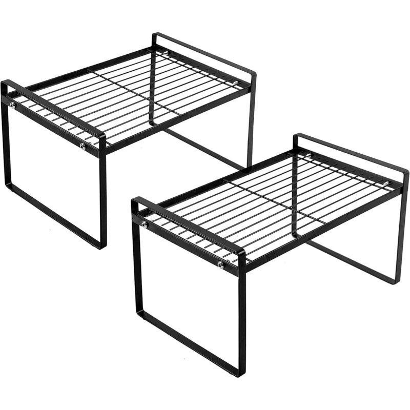 Set Mit 2 Küchenregalen Für Schränke, Arbeitsplatten, Kleiderschränke, Badezimmer, Schlafzimmer, Büro, Platzsparend, Stapelbare Stahlkonstruktion, Rostfrei Und Oxidationsbeständig