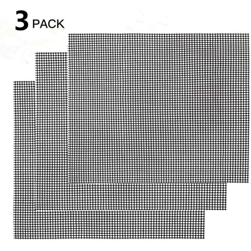 3-teilige Antihaft-grillmatte – Wiederverwendbare, Hitzebeständige Schale Für Drinnen Und Draußen (schwarz, 42 X 36 Cm)
