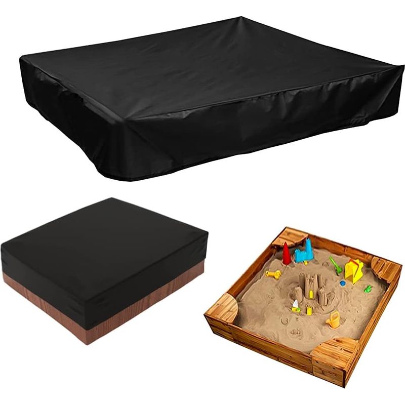 Schwarze, Wasserdichte Sandkastenabdeckung, 200 X 200 X 20 Cm, Schutzhülle Für Den Sandkasten, Sandkastenabdeckung Aus Oxford-gewebe Mit Kordelzug, Für Den Gartensandkasten