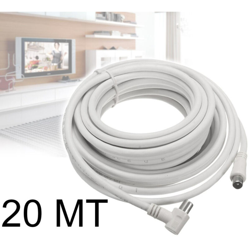 20 Meter Langes Antennenkabel Für Fernseher (stecker Auf Buchse), Stecker/buchse