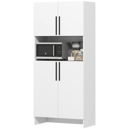 Küchenschrank, Vorratsschrank Für Küche, Wohnzimmer, Esszimmer, Schränke, Regale, Mikrowellenablage, Spanplatte, Weiß on-site