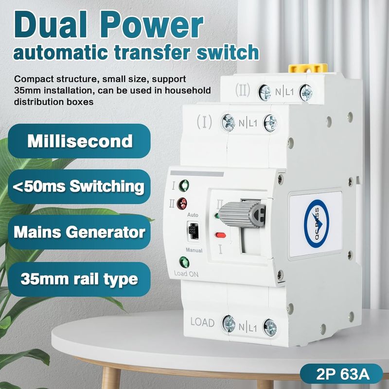 Automatischer Umschalter G2r 63a Din-schienen-ats Mit Dualer Stromversorgung, 220v Elektrische Wahlschalter (2p)