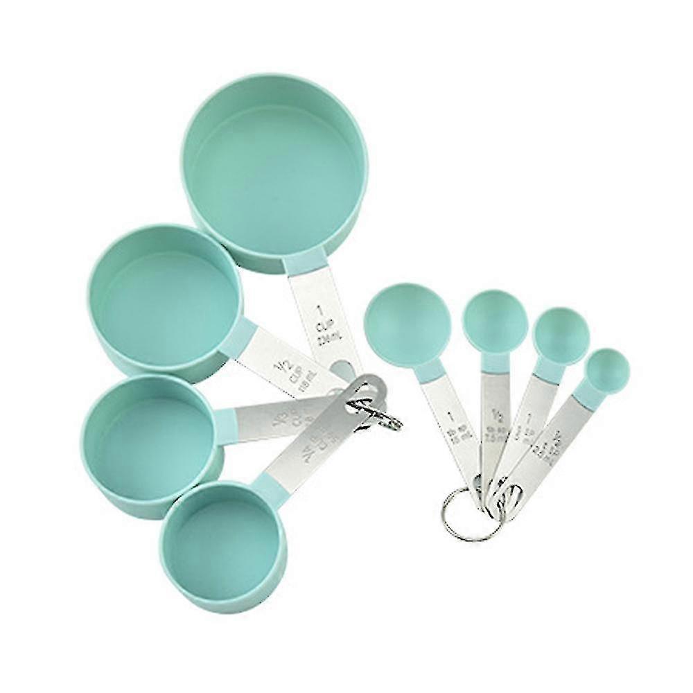 Messbecher- Und Löffelset, 8-teilig, Stapelbar, Edelstahlgriff, Präziser Esslöffel Zum Abmessen Von Trockenen Und Flüssigen Zutaten, Kleiner Teelöffel-blue