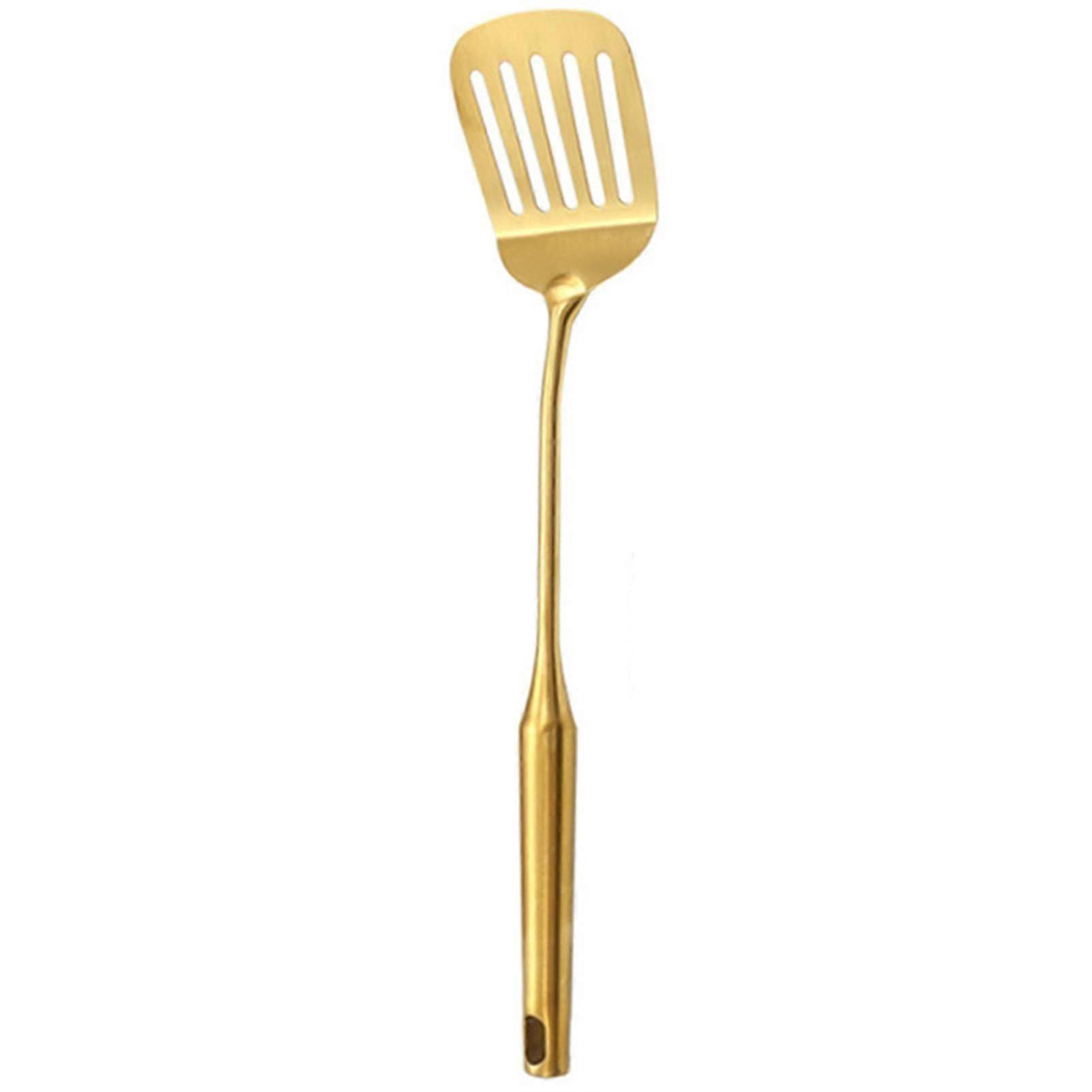 6-teiliges Kochutensilien-set Aus Edelstahl, Goldfarben, Suppenkelle, Spatel, Rostfrei, Modern-1 Slotted Spatula