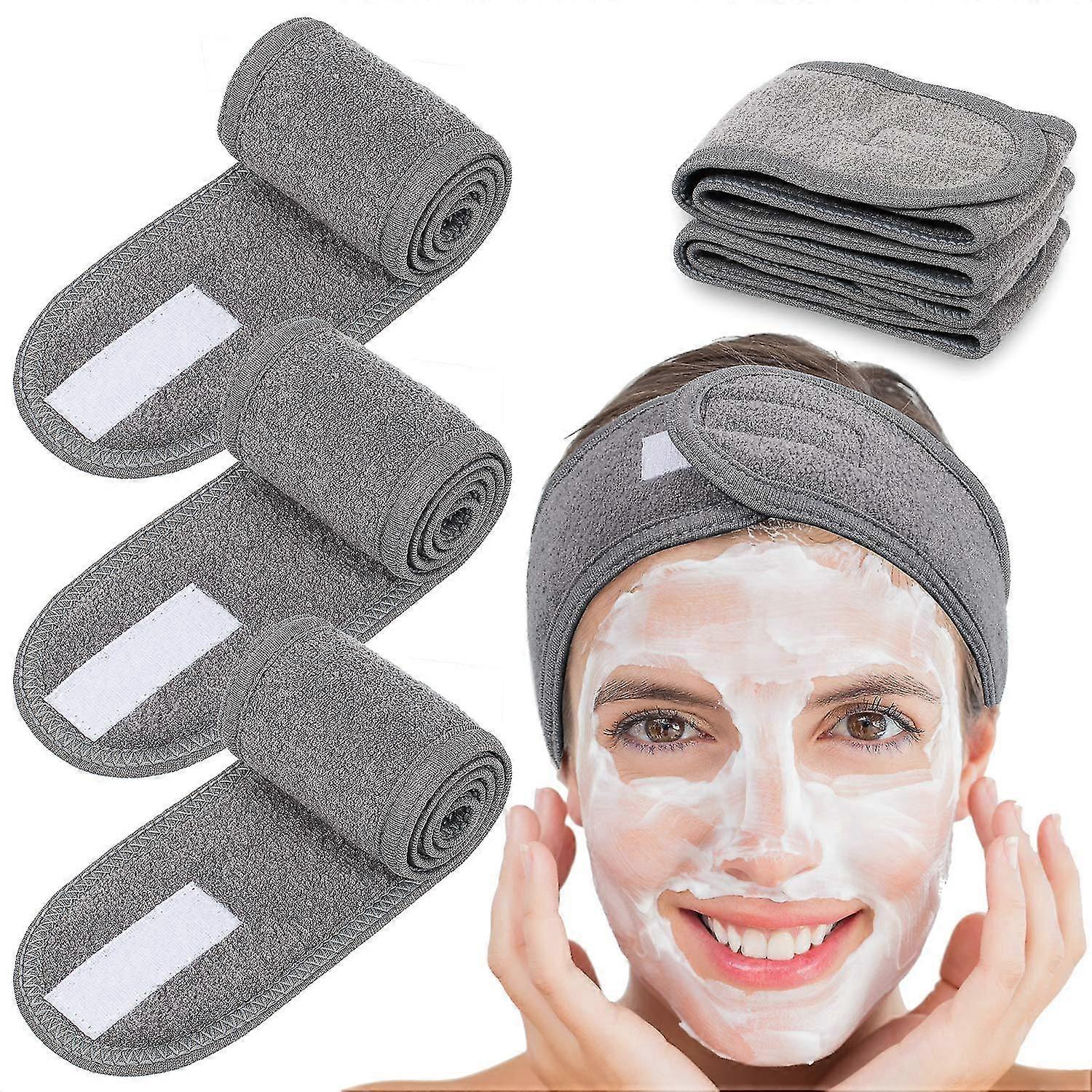 4er-pack Spa-stirnbänder, Make-up-haarbänder, Dehnbare Frottee-stirnbänder Für Sport, Yoga Und Dusche-grey