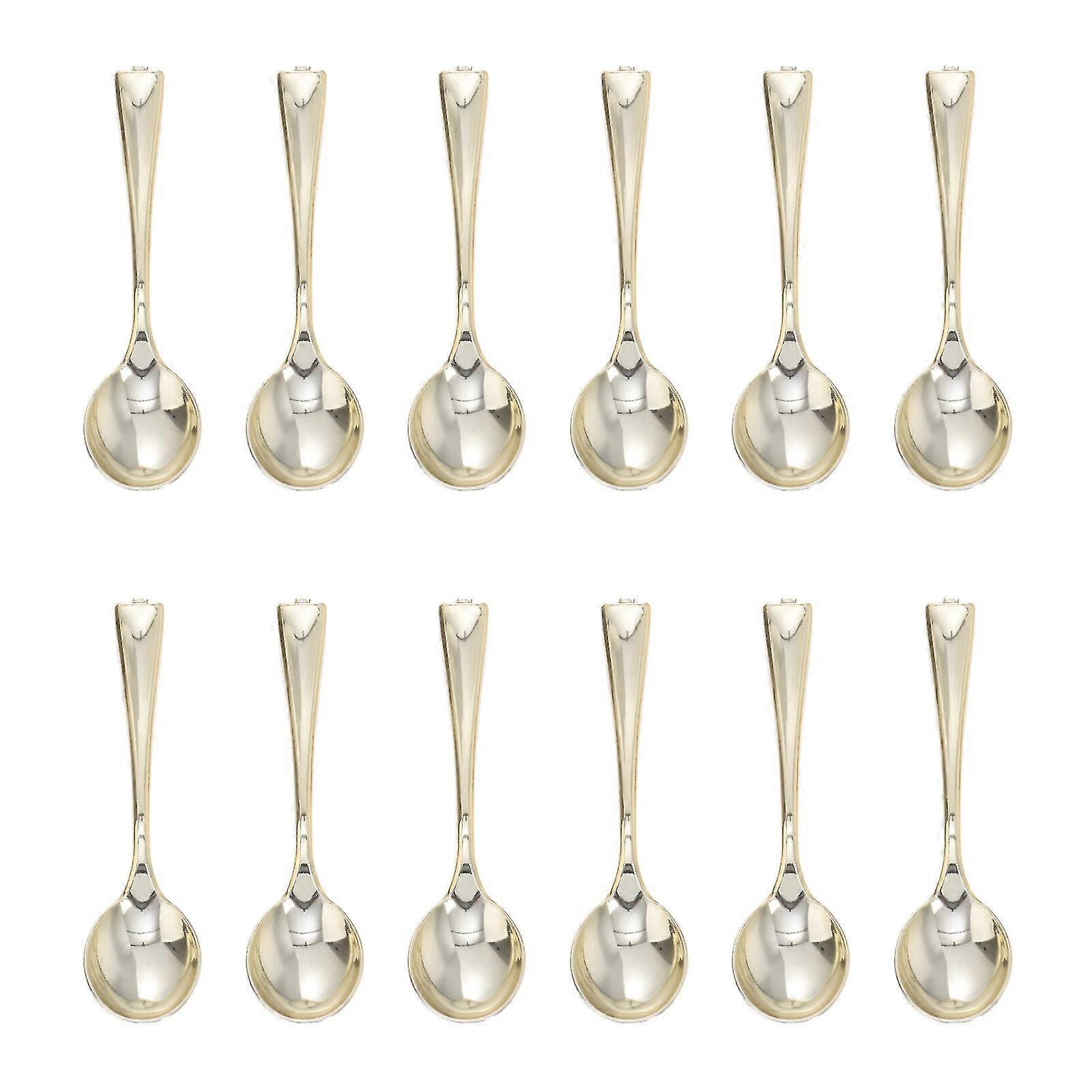 80 Mini-löffel, Kunststoff-kuchenlöffel, Einweg-dessertlöffel, Eiscremelöffel Für Zuhause, Geschäft, Party, Goldfarben-9.8x3cm-golden 80pcs