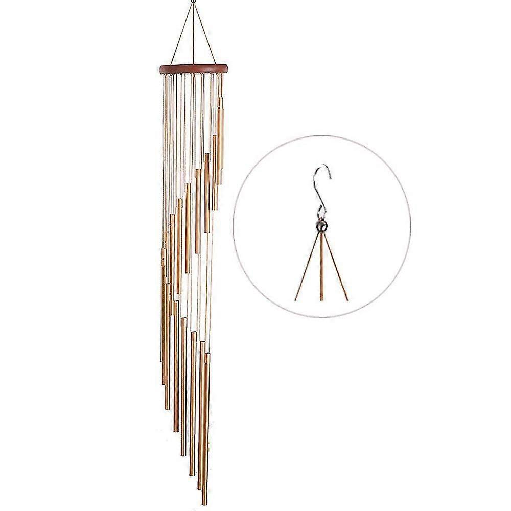 Windspiel Für Den Außenbereich, 90 Cm Großes Gedenk-windspiel Mit Haken, Holzdesign-gold