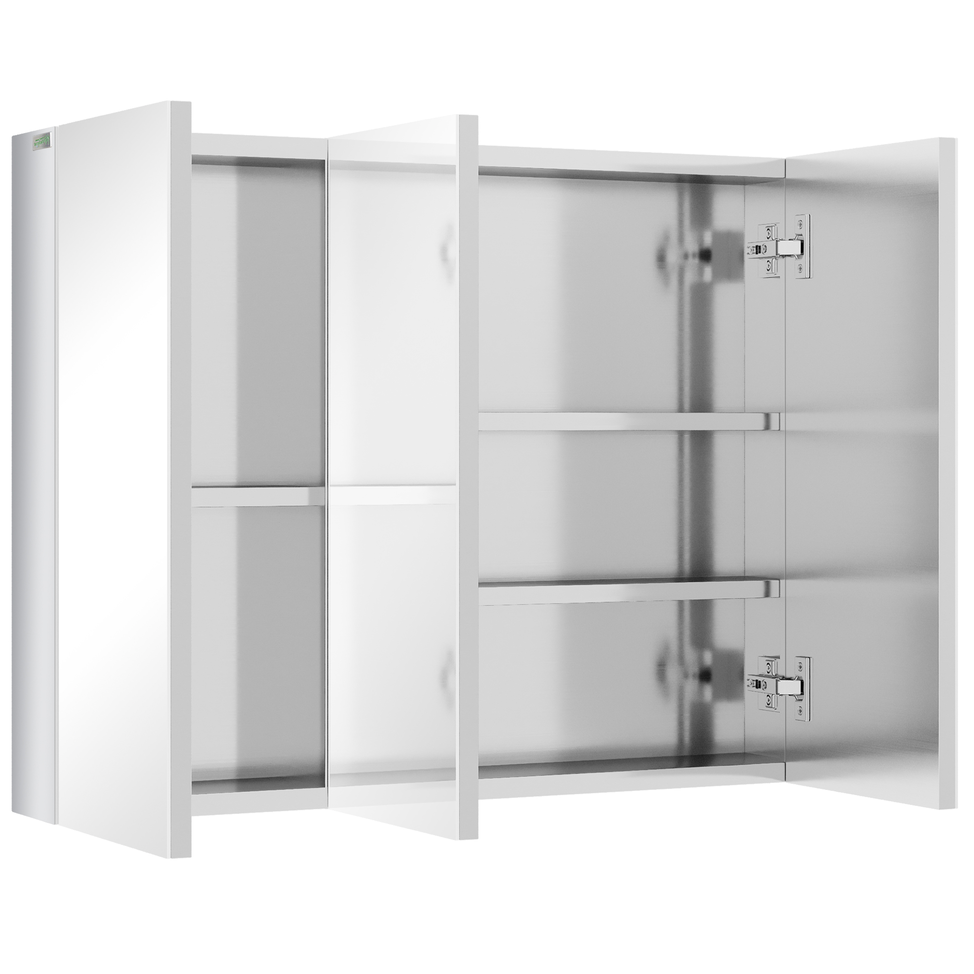 Badezimmer-spiegelschrank, 3 Spiegeltüren, 5 Einlegeböden, Silberfarbener Edelstahl, 70 X 12 X 55 Cm