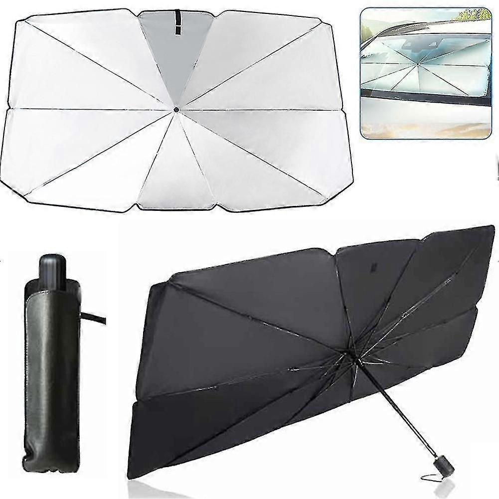 Auto-sonnenschutz Für Die Windschutzscheibe, Faltbarer Sonnenschutz Aus Titansilbernem Stoff-65 X 125 Cm