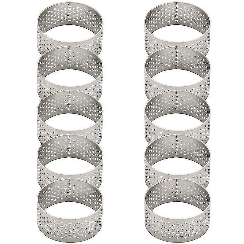 10 Stück 4,5 Cm Runde, Perforierte, Nahtlose Tarteringe Aus Edelstahl, Quicheringe, Tarteformenringe Mit H