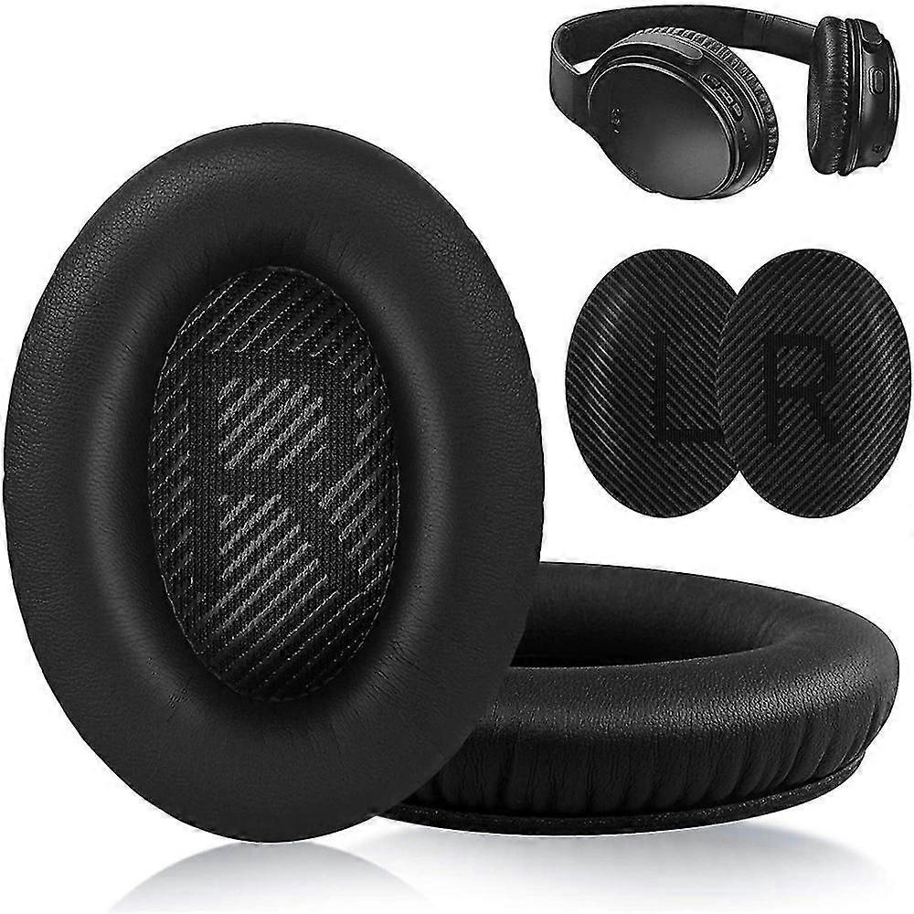 Ersatz-ohrpolster Aus Weichem Kunstleder Für Bose Qc35/25/15 Kopfhörer-black