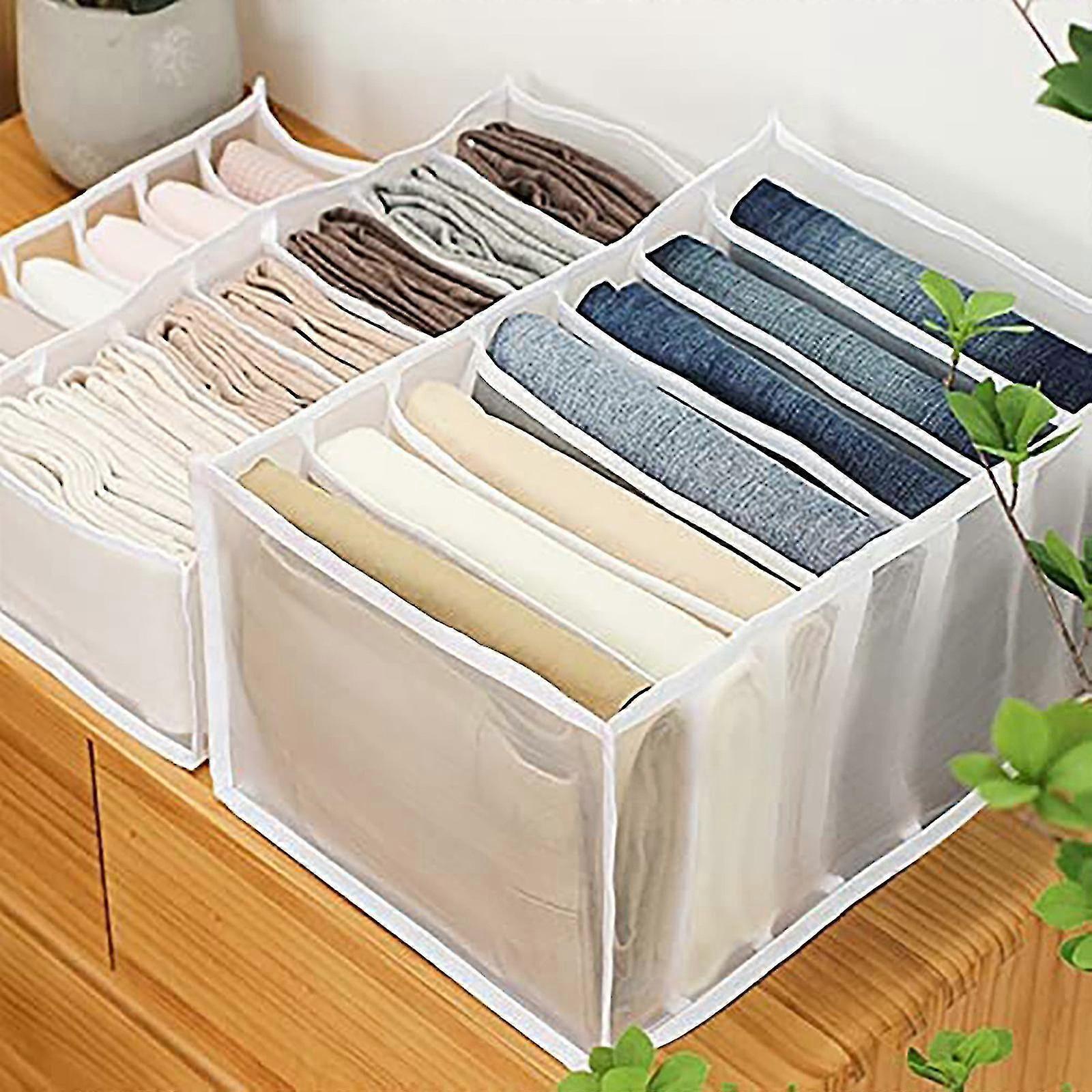 2er-pack Waschbare Kleiderschrank-organizer-box Mit 7 Fächern, Jeans- Und Leggings-fach (36x17x12cm)/(36x25x20cm)