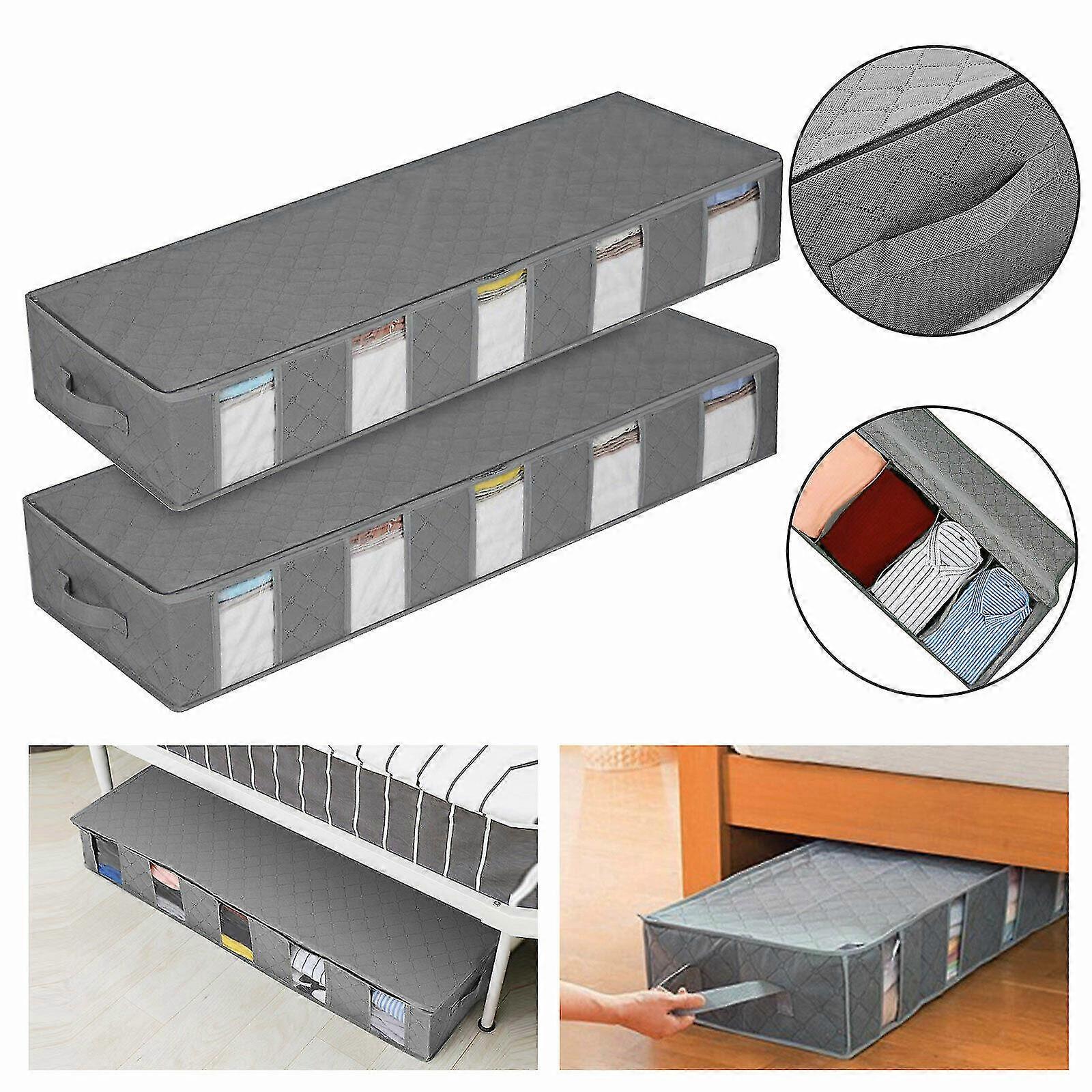 Aufbewahrungstasche Für Unter Das Bett, Kleiderbox, Organizer Für Unter Das Bett, Kleiderbehälter-2pcs-gray