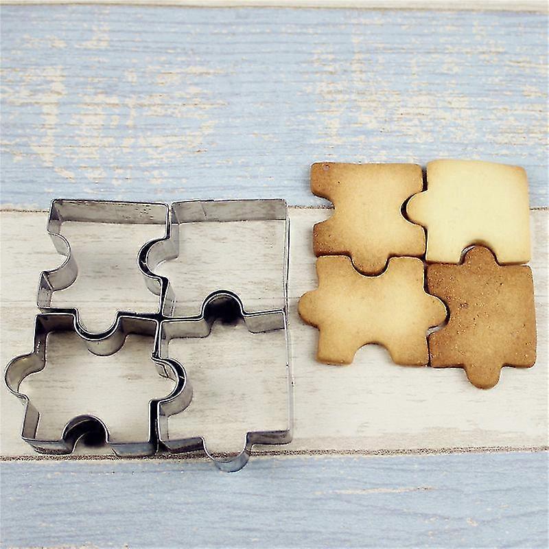 4-teiliges Set Keksformen Aus Edelstahl, Puzzleteile, Ausstechformen, Kuchenrahmen, Backwerkzeuge