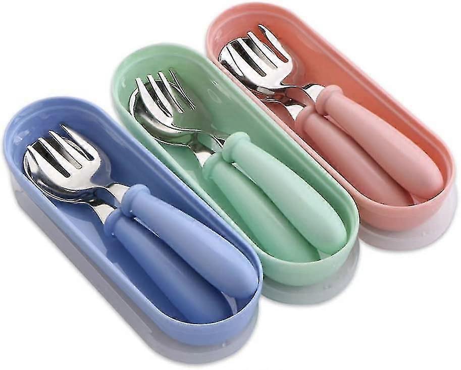 3-teiliges Babybesteck-set (gabel Und Löffel) Mit Praktischer Reisetasche Für Kinder