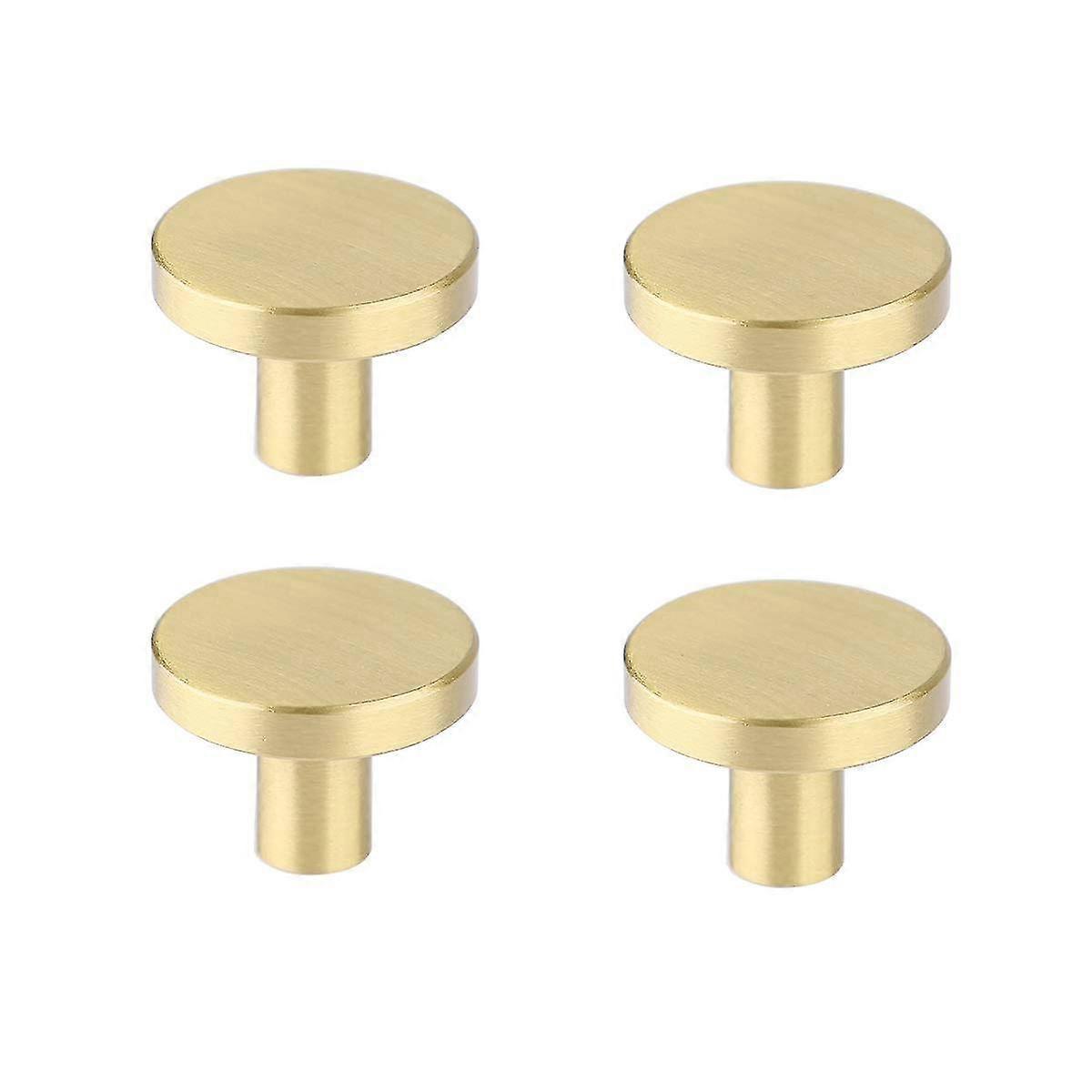 4 Runde Schrankknöpfe, Massive Messing-kommodenknöpfe, Gebürstete Gold-schrankknöpfe Für Küchenschubladen (1,1 X 0,79)