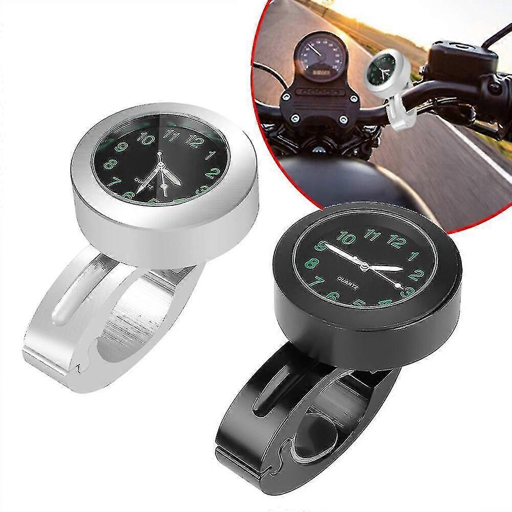 Leuchtende Motorrad-lenkeruhr, Wasserdicht, Aus Aluminium, Passend Für Fahrrad, Roller, Modifizierte Uhr, Motorradzubehör-black