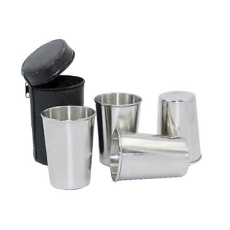 150 Ml Edelstahl-weinglas, 4er-set, Für Den Außenbereich, Mit Tragetasche, Stapelbare Becher