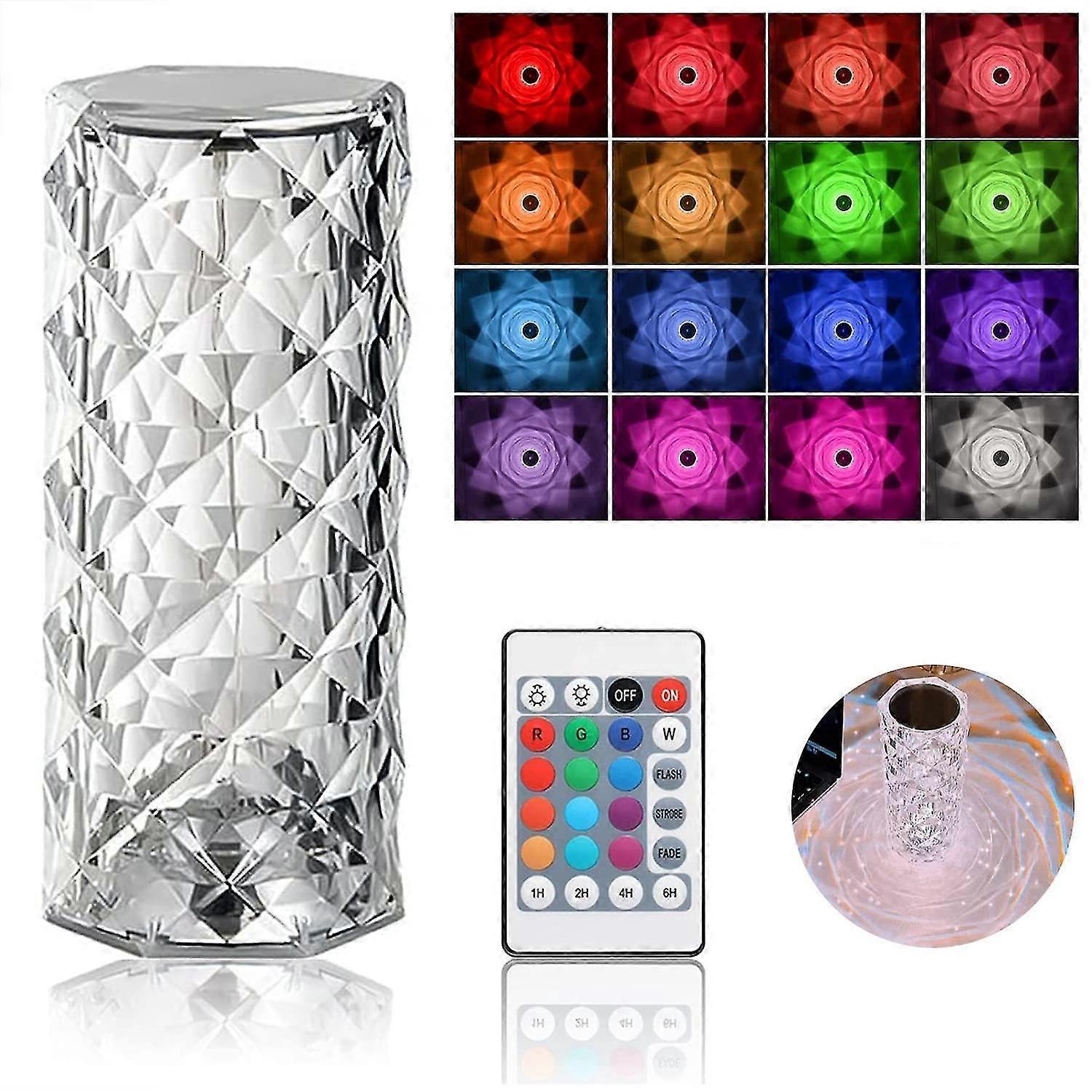 Kristall-diamant-tischleuchte, 16 Farben, Usb-ladefunktion, Touch-lampe, Nachttischlampe Mit Fernbedienung