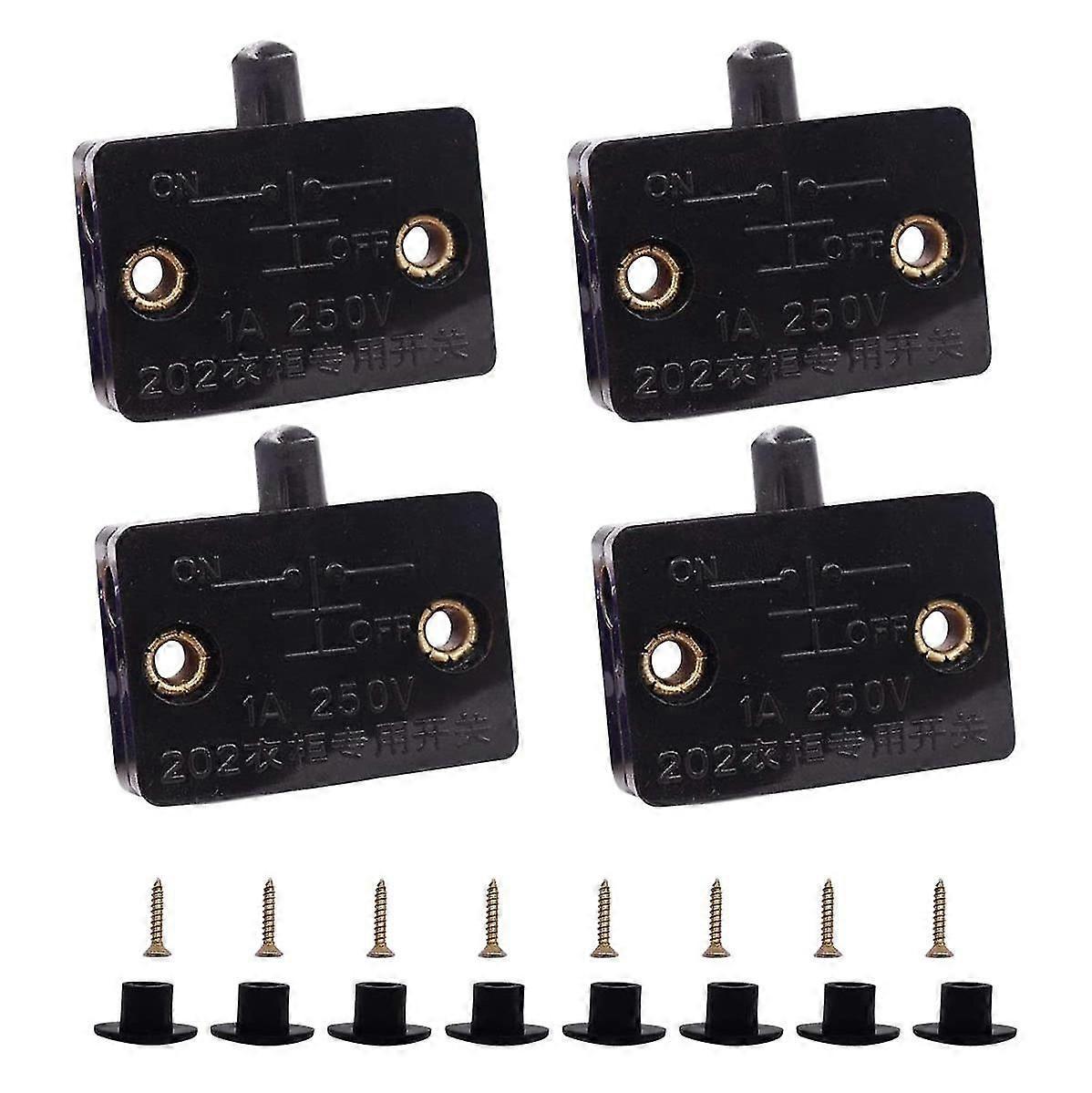 4 Stück Schranktürschalter, Schranklampenschalter, Schubladen Öffnen Beim Schließen Der Tür, Geeignet Für 12 V, 24 V Und 110 V