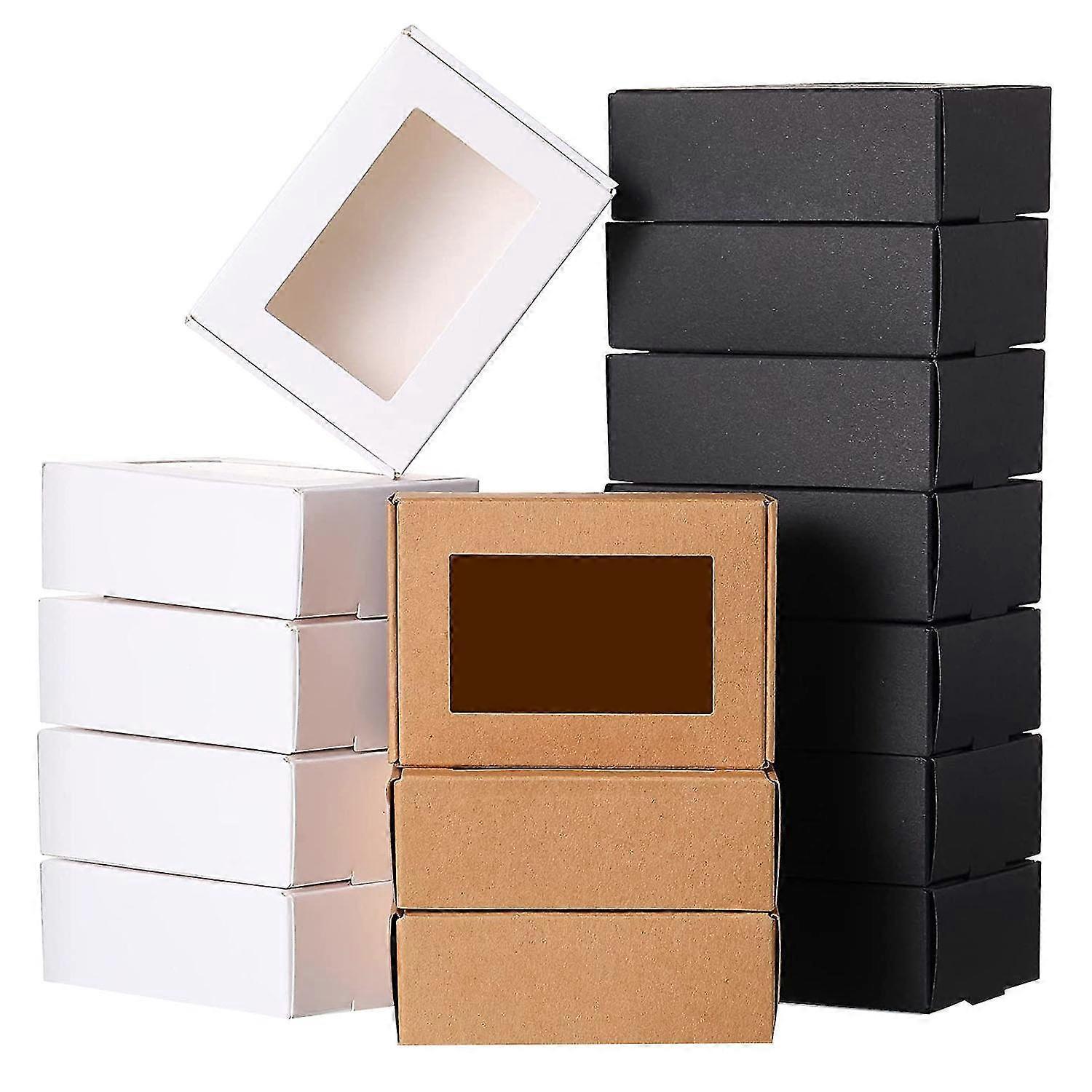 30 Mini-kraftpapierboxen Mit Sichtfenster, Geschenkverpackungen Für Seife, Süßigkeiten Und Backwaren (schwarz)