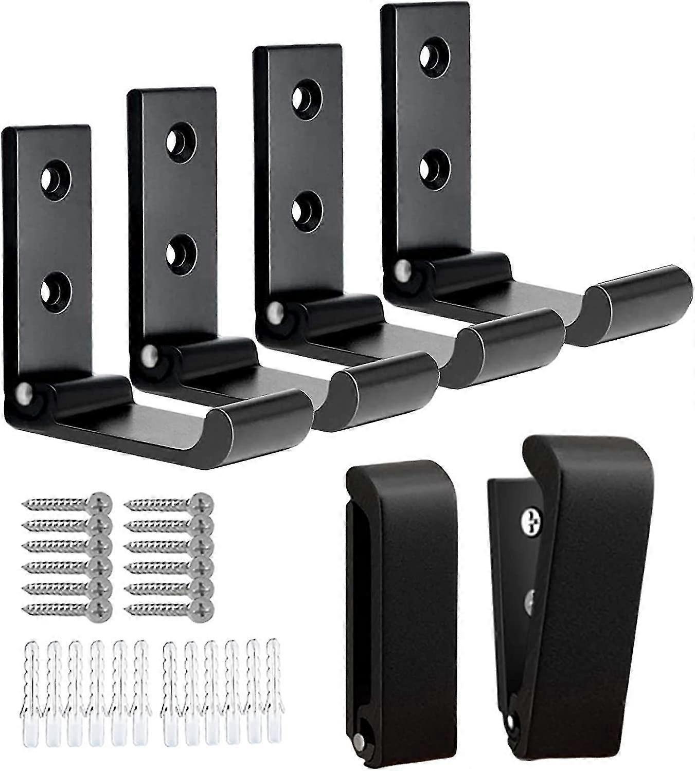 Faltbare Kleiderhaken, 6 Stück, Schwarz, Wandhaken, Rostfrei, Aluminium, Faltbar, Wandmontage, Handtuchhaken, Badezimmerhaken, Wandkopf