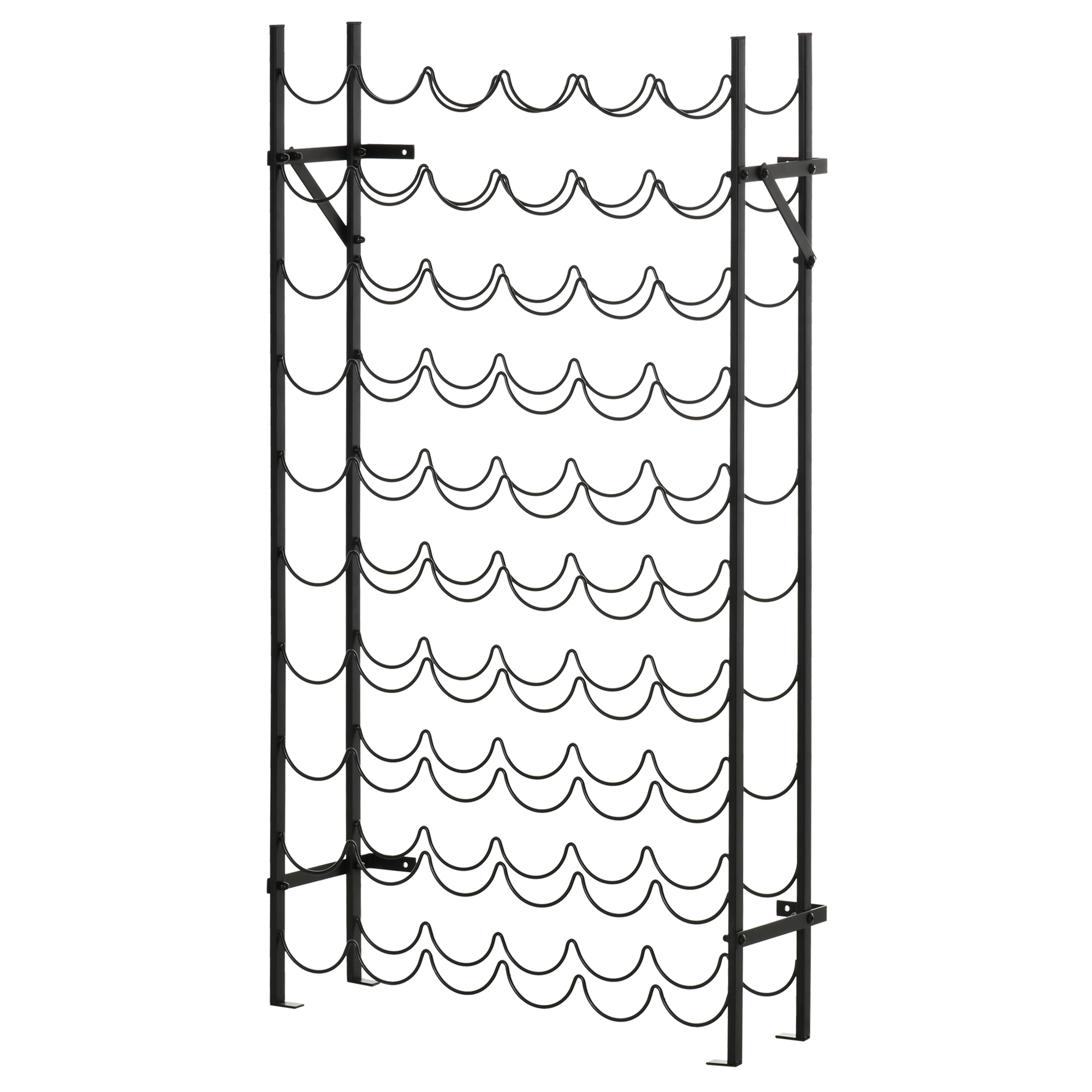 Weinkeller Für 60 Flaschen, Schwarzes Metallregal 63 X 20,5 X 118 Cm, Flaschenregal