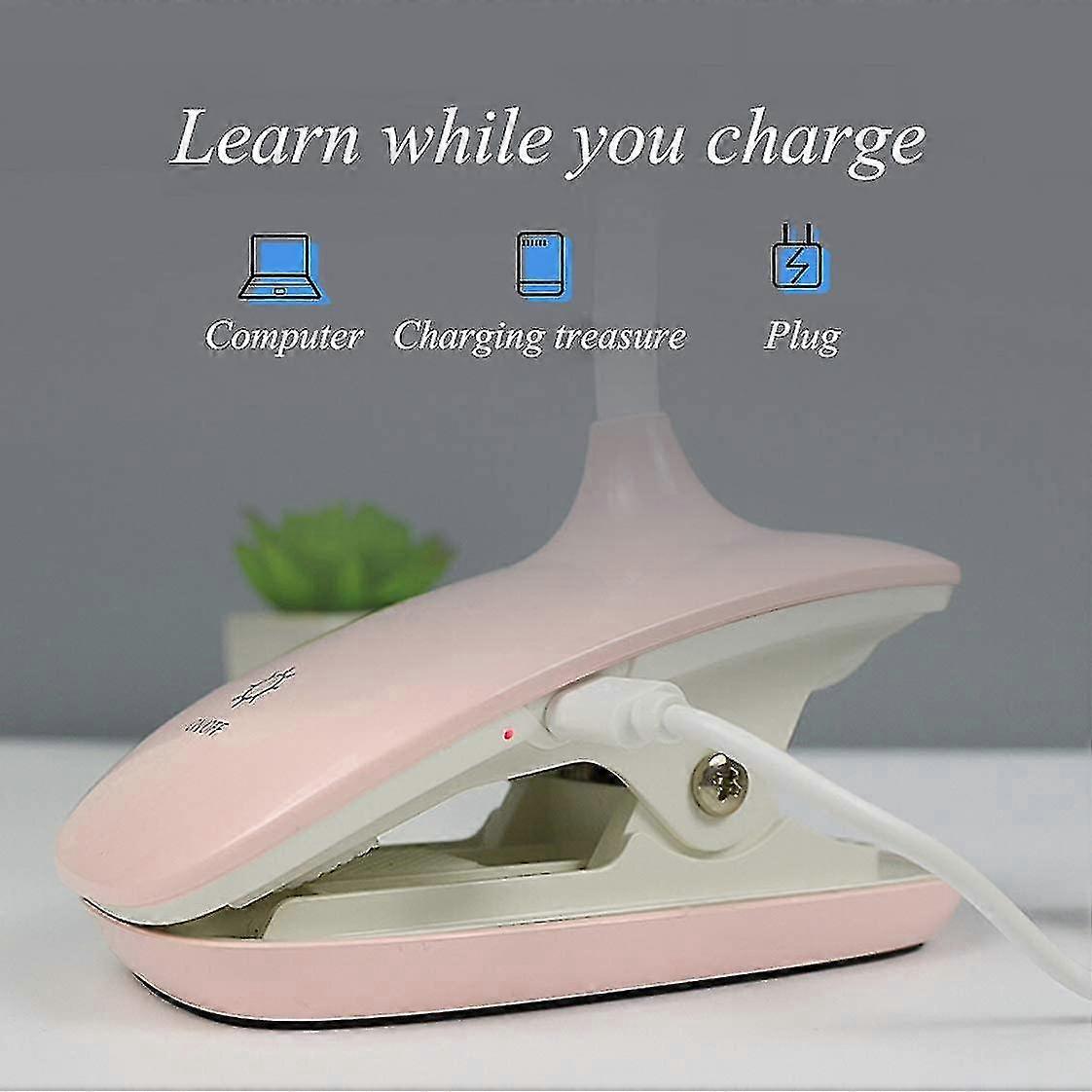 Led-klemm-leselampe, Dimmbar, Augenschutz, Tischlampe-pink