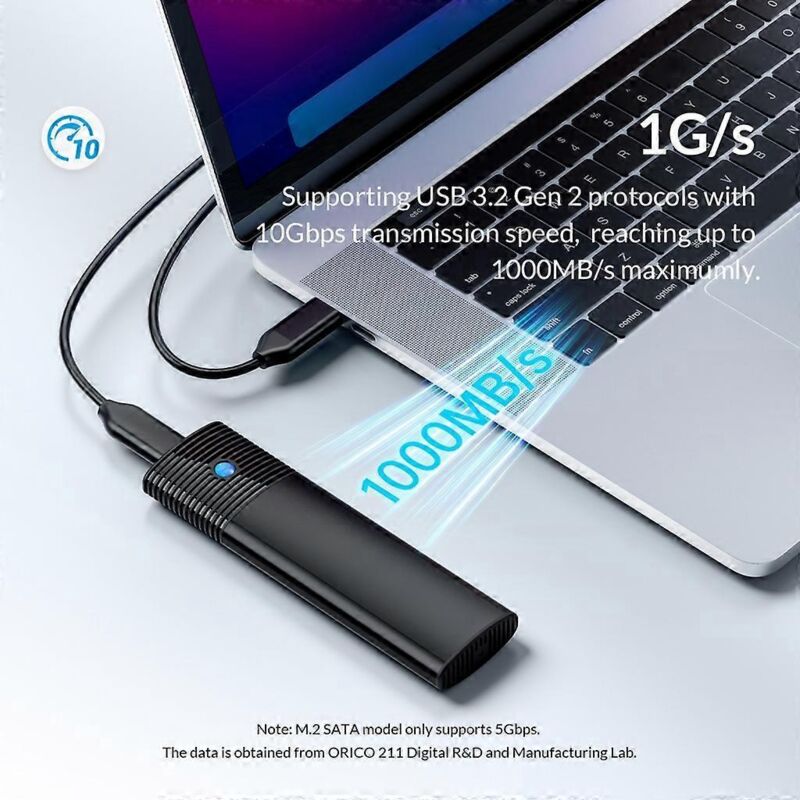 Sata M.2 Nvme Usb 3.2 10 Gbit/s Festplattengehäuse Mit Uasp 2-protokoll – Weiß