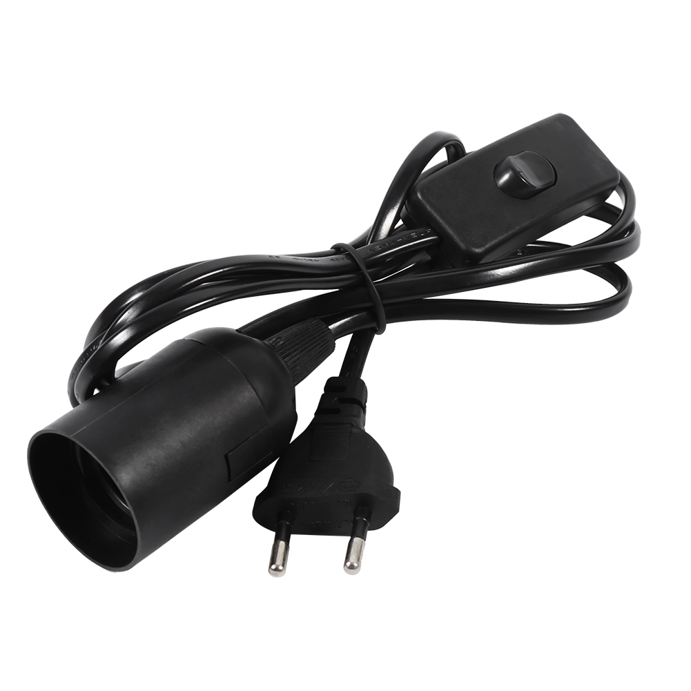 Hängende E27-fassungshalterung – Mit Ein-/ausschalter – Kabel – Schwarz – Eu-version – Gloglow
