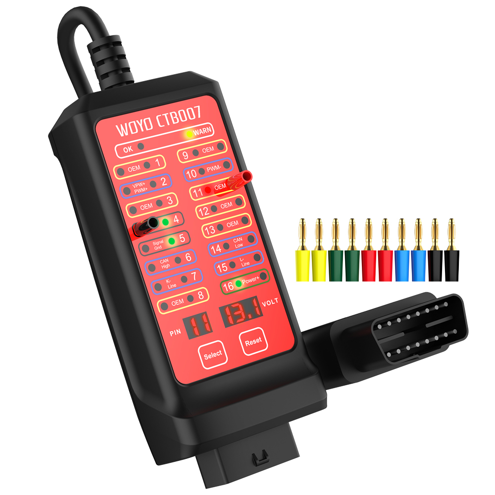 Woyo – Tragbarer 12v 24a-kabeltester, 16-polige Anschlussdose, Busstromkreisprüfung, Fahrzeugdiagnose, On-board-diagnose