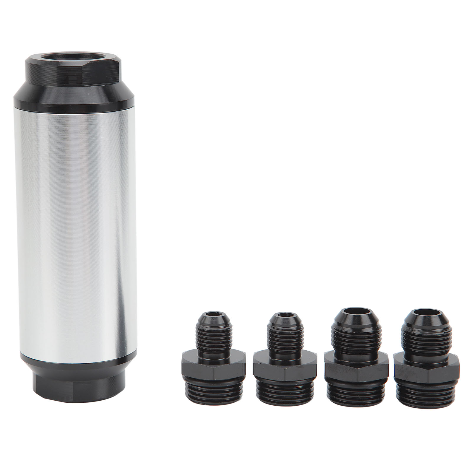 44-mm-inline-kraftstofffilter Mit An6- Und An8-adapter, Universeller Ölanschluss Für Fahrzeugmodifikationen, Silber