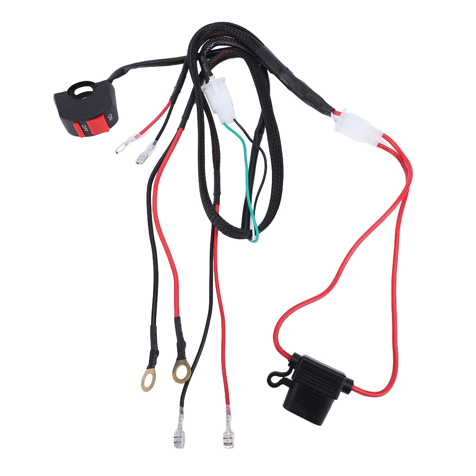Motorradbeleuchtungs-verkabelungssatz Mit 10a-sicherung, Lenkerschalterknopf Und Kabel Für Offroad- Und Mountainbikes