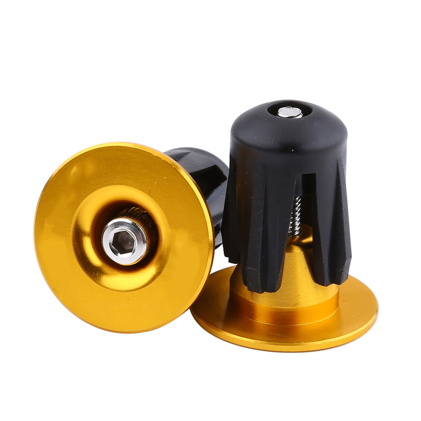 2 Stück Bunte Aluminium-fahrradlenkergriff-endkappen (gold).
