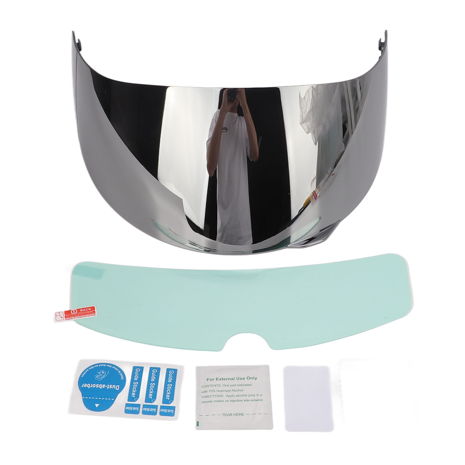Motorradhelmvisier, 190° Horizontales Sichtfeld, Dicke Ersatzlinse Für Agv Visor K5 S K3 Sv Silber