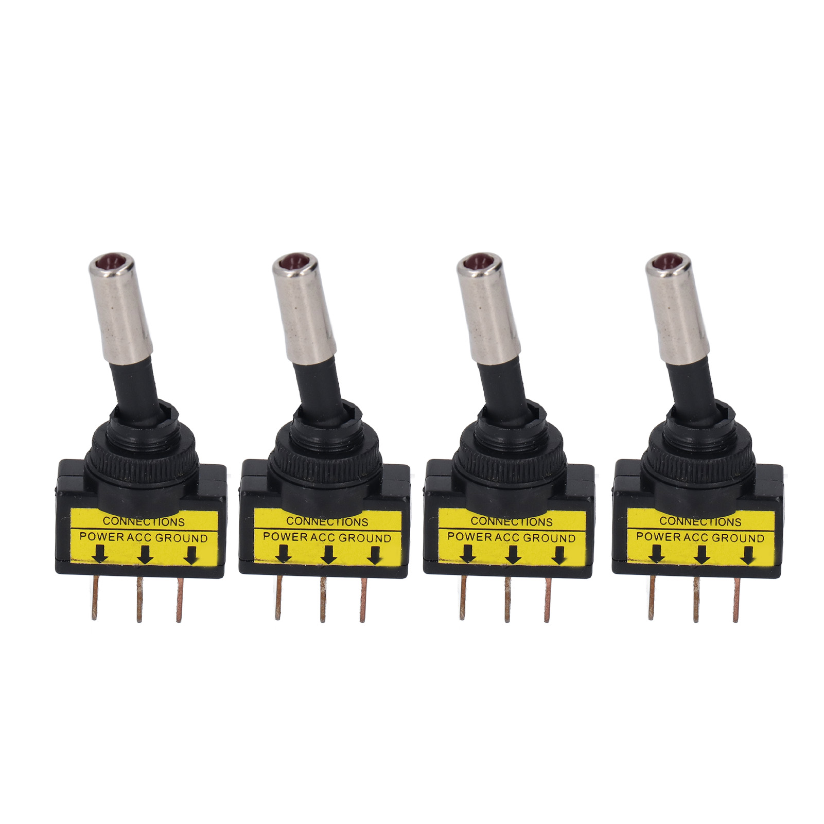 4 Stück Ein/aus-wippschalter, Rot Beleuchtete Led, Automatischer Auto-wippschalter, 3 Pins, 12 Mm, 20 A, Dc 12 V.