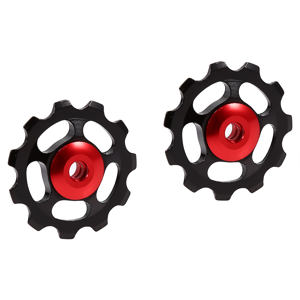 11t Cnc-gefräste Schaltwerksrolle Aus Aluminiumlegierung, 2 Stück, Schaltwerksrolle Für Fahrräder (schwarz + Rot).