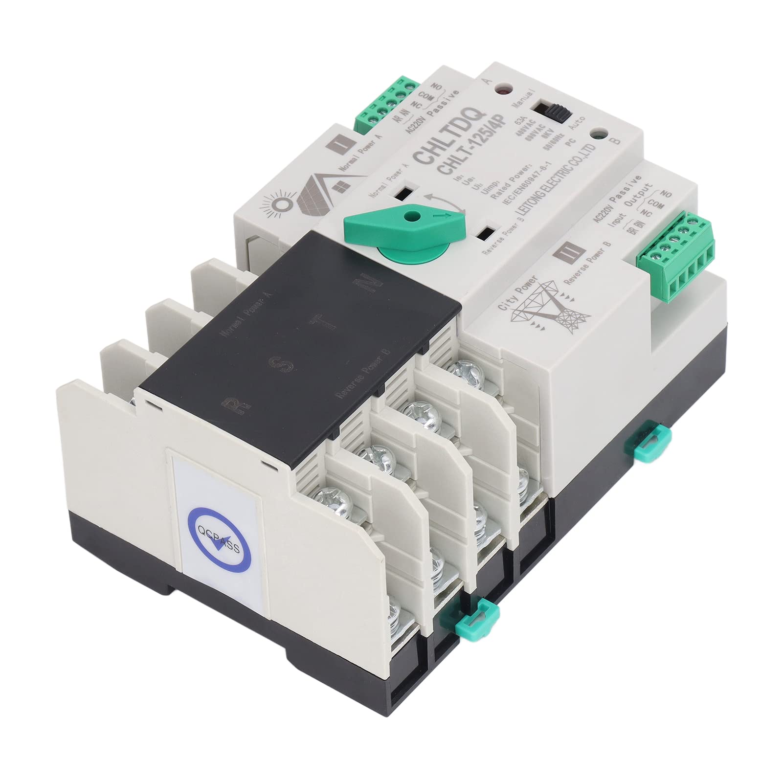 Automatischer Umschalter Elektrische Wahlschalter Doppel-leistungsschalter Din-schienen-typ Pv Auf Ac220v 80a Netz.