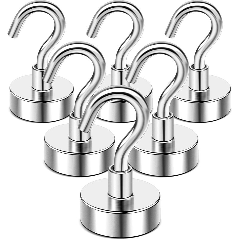 Magnetische Haken, 7,7 Kg, Magnetischer Haken, Kabine, Schiff, Grundausstattung, Kühlschrank, Kühlschrank, Für Klassenzimmer, Strand, Urlaub, Küche, Grills, Zuhause, 20er-pack (silber)