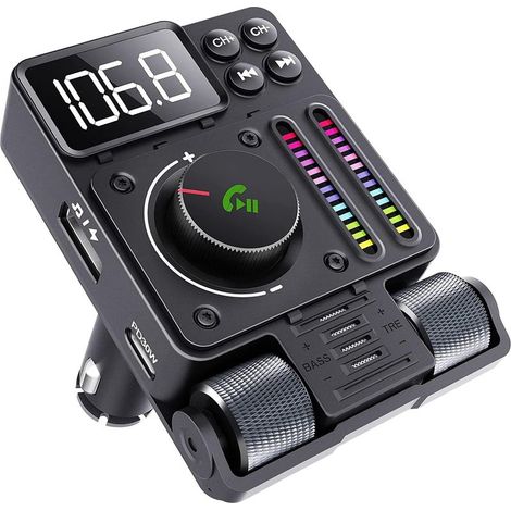Bluetooth-autoadapter, Fm-transmitter, Pd 30w Kompatibel, Freisprecheinrichtung, 180°-drehung, Audiotuner Mit Bass- Und Höhenregelung.