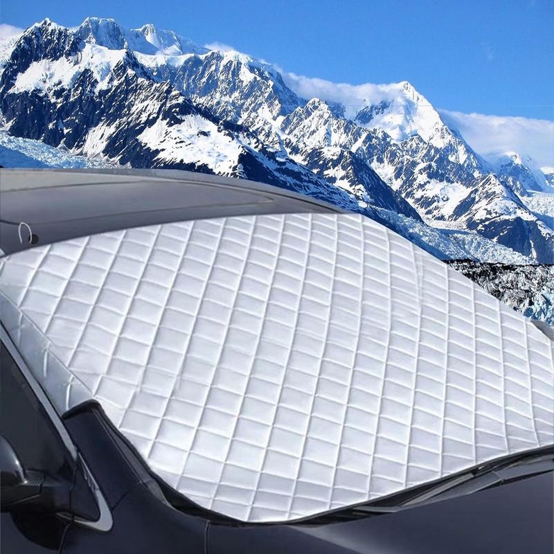 Extra Dicke Windschutzscheibenabdeckung, Ideal Für Den Winter, Schutz Vor Schnee, Frost, Sonne Und Staub, Universell Passend Für Die Meisten Autos, 147 X 100 Cm