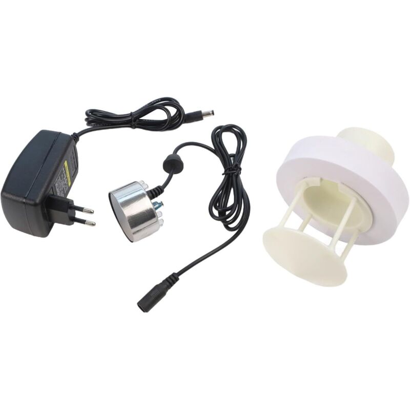 Sprühset Für Teiche Und Springbrunnen: 350 Ml/h 24v Dc Zerstäuber Mit Edelstahl-sprühdüse, Spritzschutz, Schwimmer Und 3 Ersatzscheiben