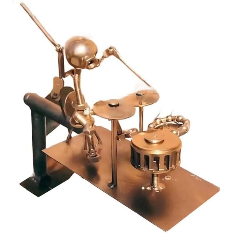 Metallene Windmühle Zur Gartendekoration, Handgeschweißt Mit Einem Gitarrenförmigen Oberteil Und Einer Beweglichen Trommlerfigur Für Einen Lustigen Visuellen Effekt (windmühle, Gold)