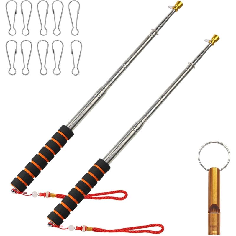 Teleskop-fahnenmast, 2 Stück, 3 M Teleskop-fahnenmast, Fahnenmast, Teleskop-fahnenmast, Mit Rutschfestem Griff, Clip Und Pfeifen, Für Camping, Reiseführer, Partys