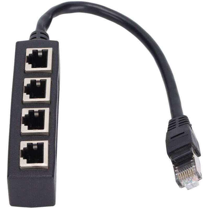 Rj45-splitter-adapter 1 Stecker Auf 4 Buchsen – Reibungslose Übertragung – Cat7-netzwerkkabel – Vergoldete Adern Für Verbesserte Konnektivität