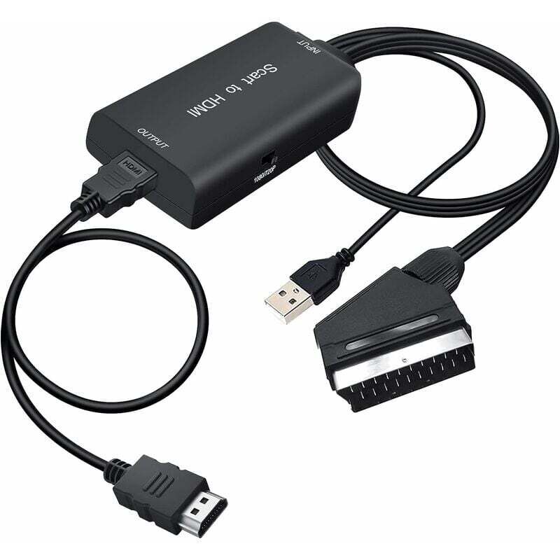 Adaptateur Peritel Hdmi, Convertisseur Péritel Vers Hdmi Adaptateur Compatible 720p/1080@60hz Pour Hdtv Dvd Blu-ray Boîtier Décodeur Lecteur Hd Etc