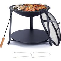 55 Cm Große Feuerstelle Für Den Außenbereich, Grillstelle, Gartenfeuerstelle Mit Funkenschutz, Feuerstelle Für Terrasse, Patio, Garten, Camping