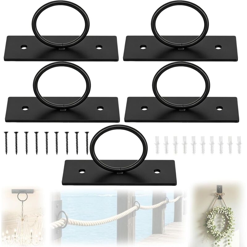 Seilhalterungen, 5-teiliges Befestigungsset Mit Halterungen, Ringen Und Stützen Für Zäune, Treppen, Terrassengeländer Und Handläufe – Wandbefestigungsmaterial Für Einfache Montage