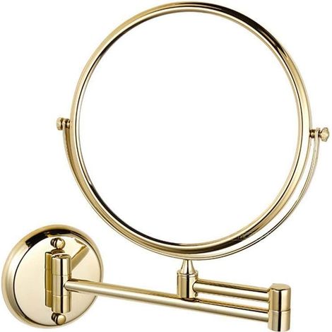 8-zoll-wand-schminkspiegel, Schwenkbar, Doppelseitig, Ausziehbar, Faltbar, Für Badezimmer Und Rasur, 5-fache Vergrößerung, Gold